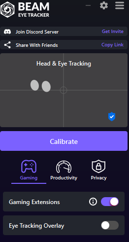 Beam Eye Tracking Calibration Screen