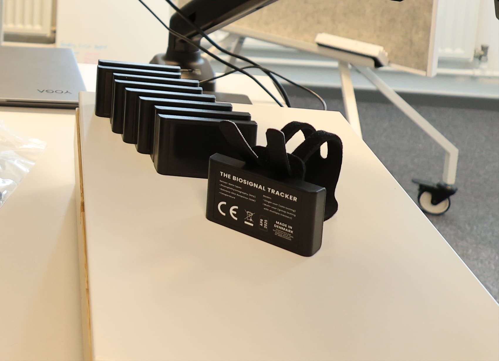 Example of a galvanic skin response (GSR) sensor. Image showing The Biosignal Tracker, in development by Cinematronic Image